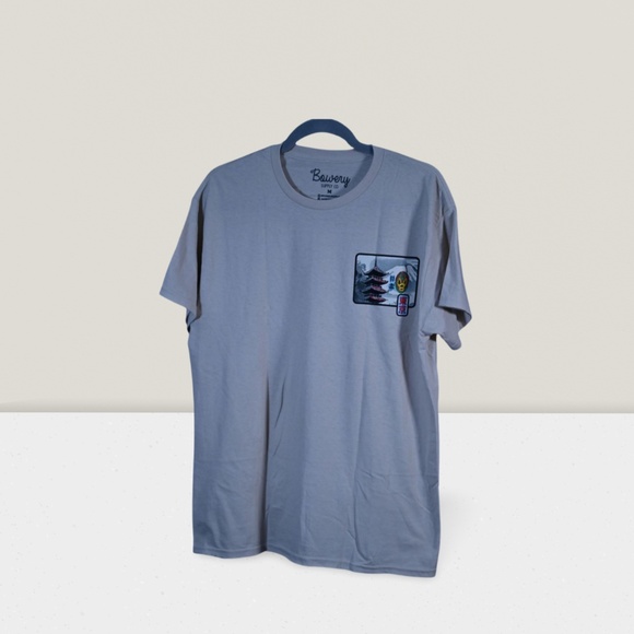 Grey Bowery Shirt – Hand-Painted “Mil Máscaras” Luchador Mask, Asian Design - Picture 2 of 5